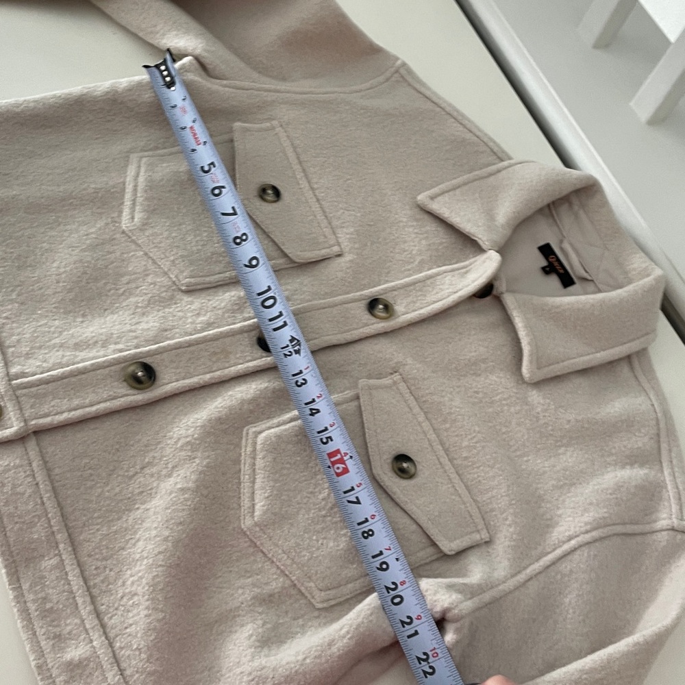 Quince Merino Wool Cropped Shirt Jacket In Heather Bone Size Large - Picture 10 of 10